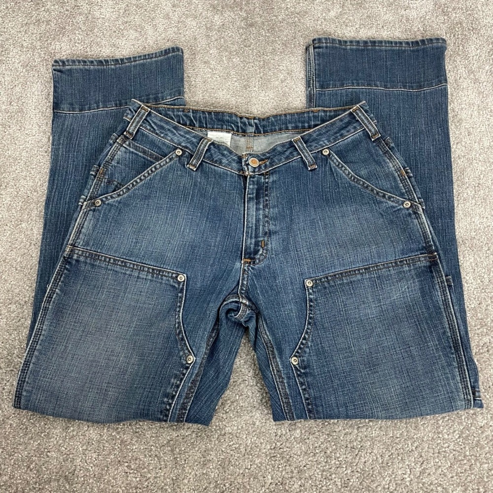 Carhartt Double Knee Jeans Womens 10x32 Work Pants Dungaree Medium Wash Straight